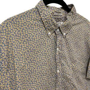 J. Crew Liberty Floral Daisy Print Short Sleeve Button-Down Shirt L Classic Fit